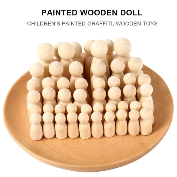 50 STK Wooden Peg Doll Wood Doll Bodyer Wooden Nail Doll