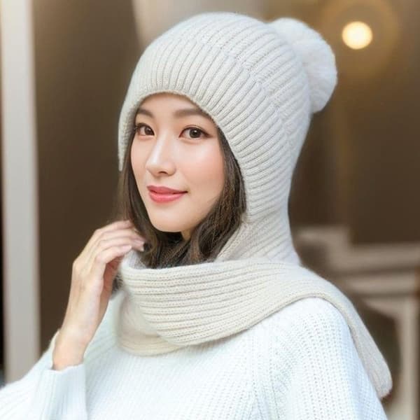 Fleece Varm Stickad Mössa Halsduk Set GRÅ grey