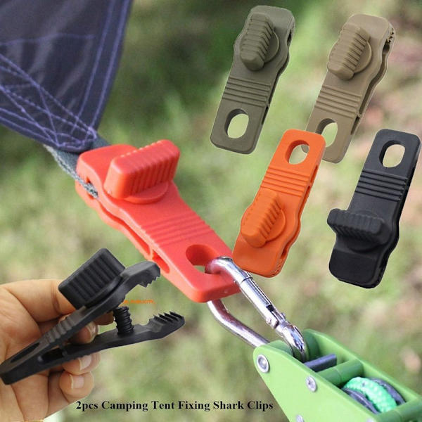2kpl Camping Teltta Kiinnitys Shark Klipsit Kiinnikkeet KHAKI Khaki