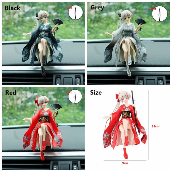 Bilprydnad Yosuga no Sora tecknad actionfigur grå