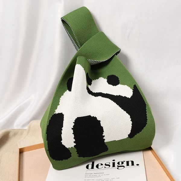 Knit Handbag Kangaskassi VIHREÄ green