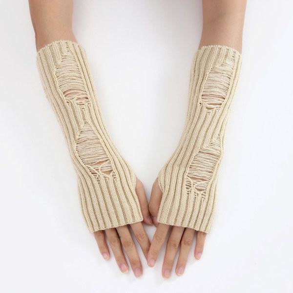 Långa handledshandskar Stickade handskar BEIGE beige