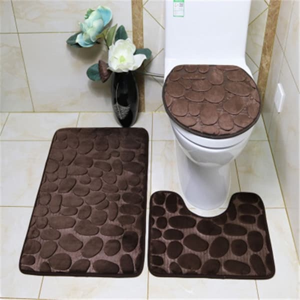 3stk/sett Bademattesett Badetepper KAFFE Coffee