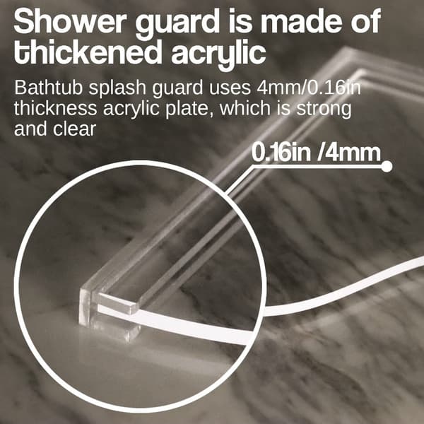 4 STK Dusj Splash Guard Badekar Splash Guard Akrylvask