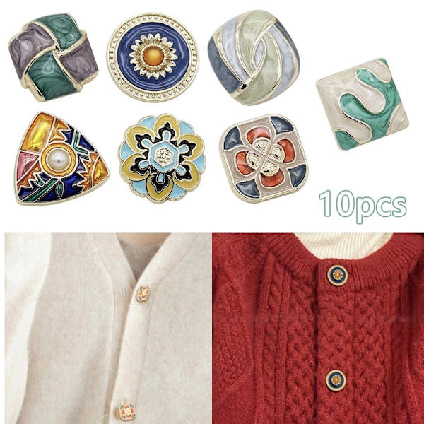 10 stk metal blomsterknapper Rhinestone knap E E E