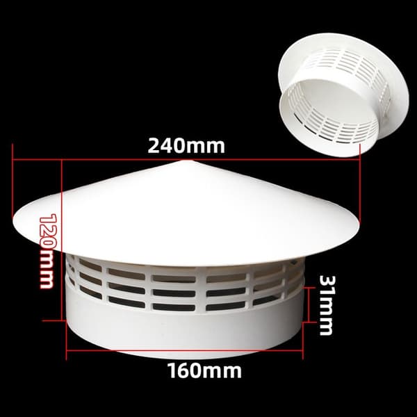 Ventilert Regnhette Komfyr Rørbeskyttelsesdeksel 200MM 200mm
