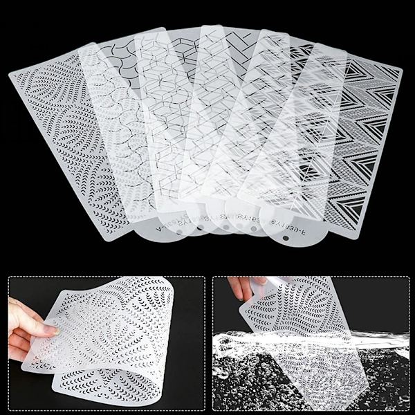 3 Stk Kage Mesh Stempler Stencils Prægning 7 7 7