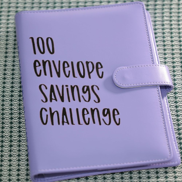 100 kirjekuoren haaste Binder Kirjekuoret Säästöhaasteet purple