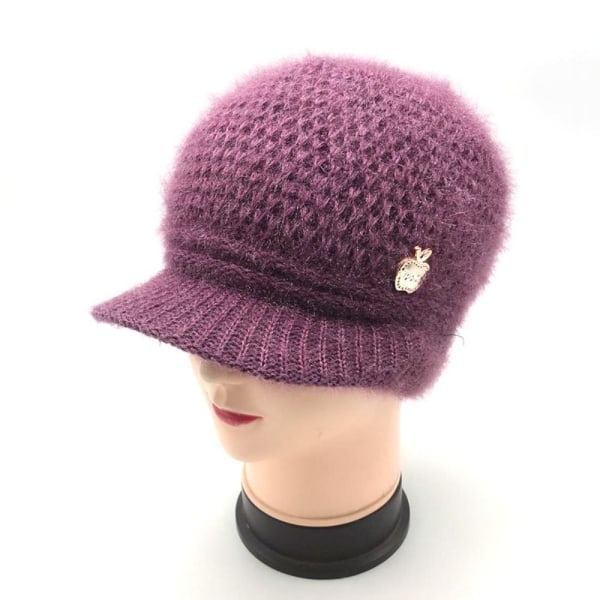 Pehmeä neulottu hattu Thermal Peaked -hatut PURPURIA purple