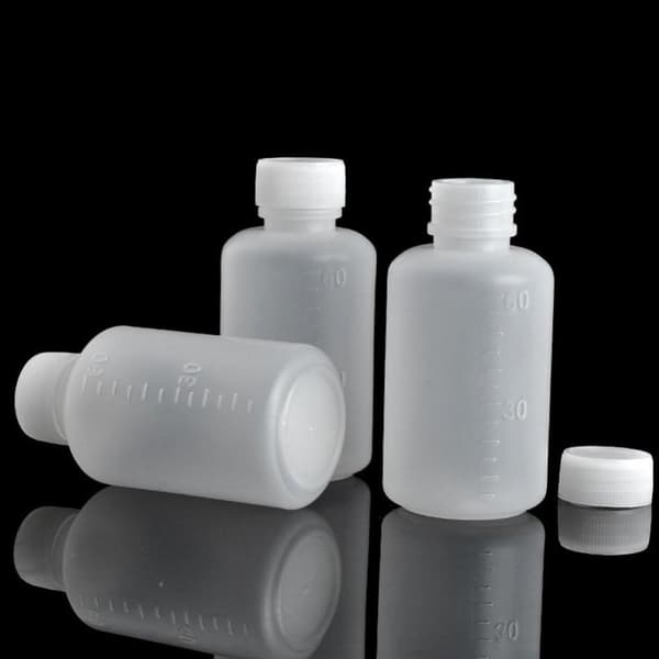 50 st Små Plastflaskor Provflaskor Graderat Lab
