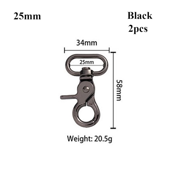2kpl Metal Snap Hook Traction Soljet MUSTA 25MM Black 25mm