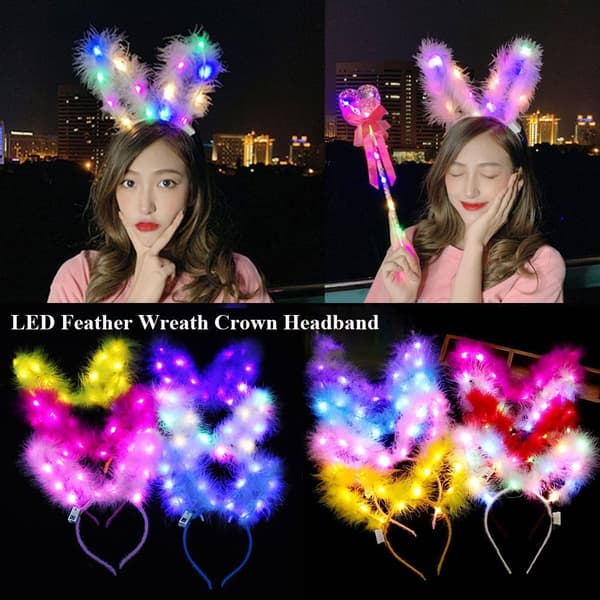 LED Feather Wreath Crown Pandebånd 2 2 2