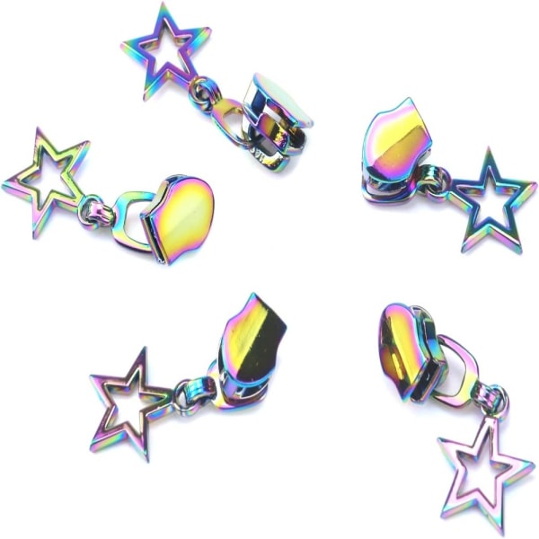 12 STK #3 Rainbow Zipper pulls Star lynlås pulls udskiftning
