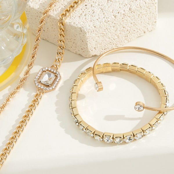 Luksuriøse armbånd til kvinder Crystal Shiny Chain GOLDEN GOLDEN golden