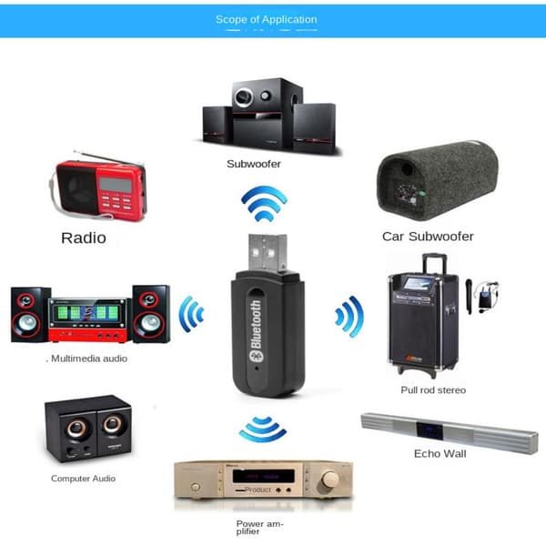 Bil Bluetooth-adapter MP3-musikkspiller Bluetooth-mottaker Black
