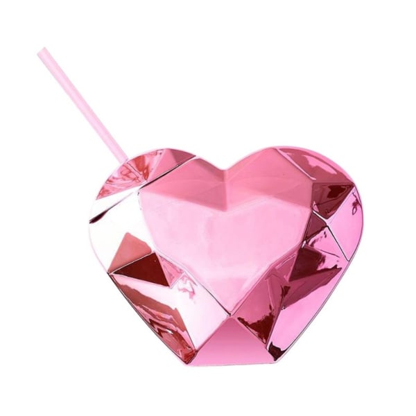 800ml Heart Shaped Cup Disco Glitter Ball Cup PINK Pink
