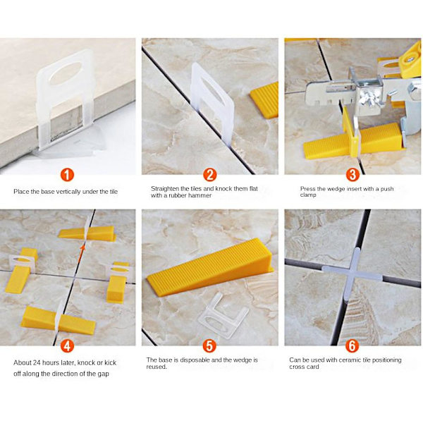 Clips Tang Spacer Tile Leveling System Flisegulv Yellow