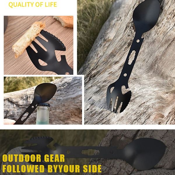 Outdoor Fork Spoon Pullonavaaja MUSTA Black