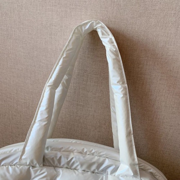 Puffer Bag Puffy Tote Bag HVIT white