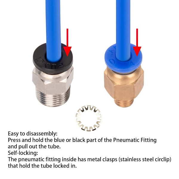 20st PC4-M10 pneumatisk passning PC4-M6 hane rakt PTFE-rör
