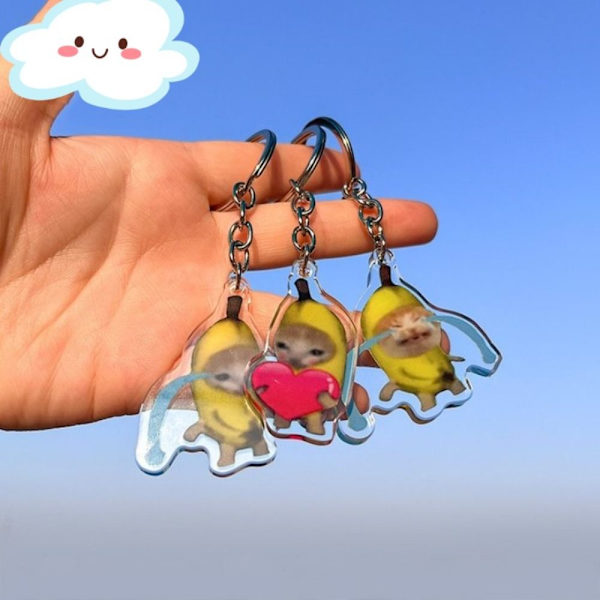 5st Banana Cat Nyckelring Cat Funny Pendant 3 3 3