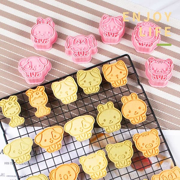 8 stk/sett Kjeksform 3D Cookie Cutter Bakeform