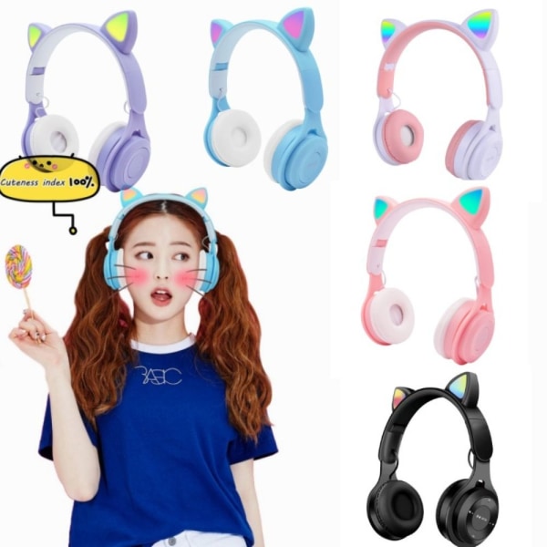 Trådlöst Bluetooth Headset Barn Hörlurar LILA purple