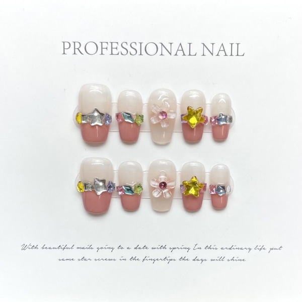 Pure Manual False Nail Flash Diamond Håndlagde Nails XS XS