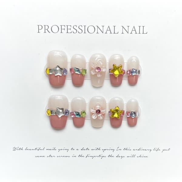 Pure Manual False Nail Flash Diamond Håndlavede Nails S S