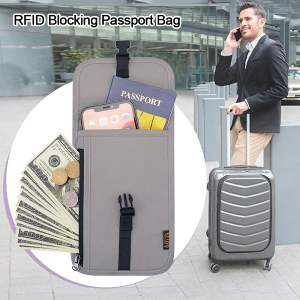 RFID-esto Passport Bag Pussi Lompakko HARMAA gray