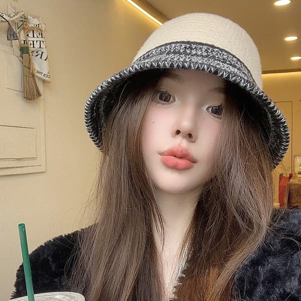 Kontraststrikket hue Fisherman Hat E E E