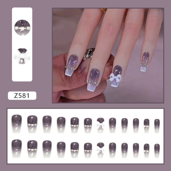 24st Fake Nails Long French W326 W326 W326