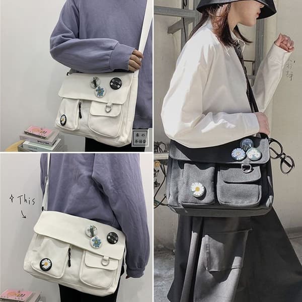 Shopper Totes Väskor Canvas Messenger Väska SVART Black