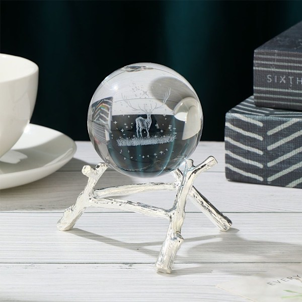 Crystal Ball Display Base Metal Branch Stand SILVER M Silver M