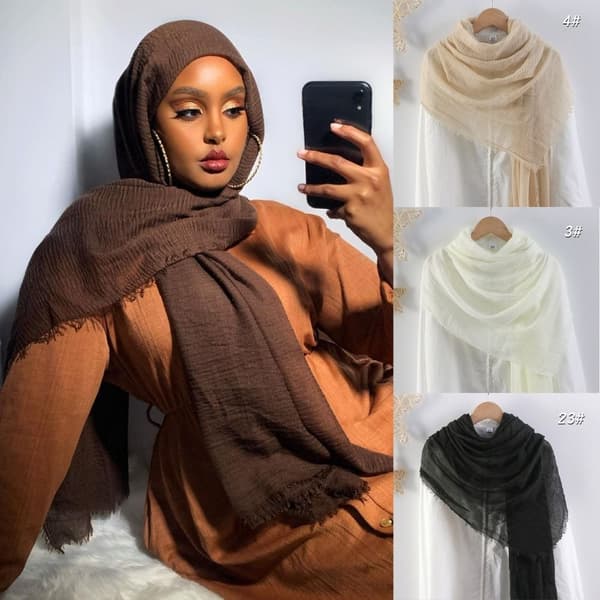 Crinkle Skjerf Vanlig Hijab KAFFE Coffee