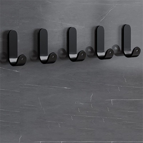Metalkroge Badeværelse Vægkrog SORT 5 STK black 5PCS
