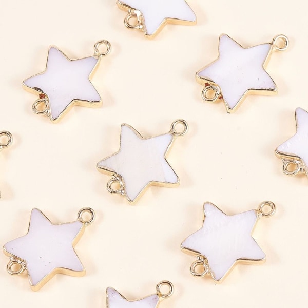 10 st Star Pendant Sötvatten Shell Pendel Dubbla Loops