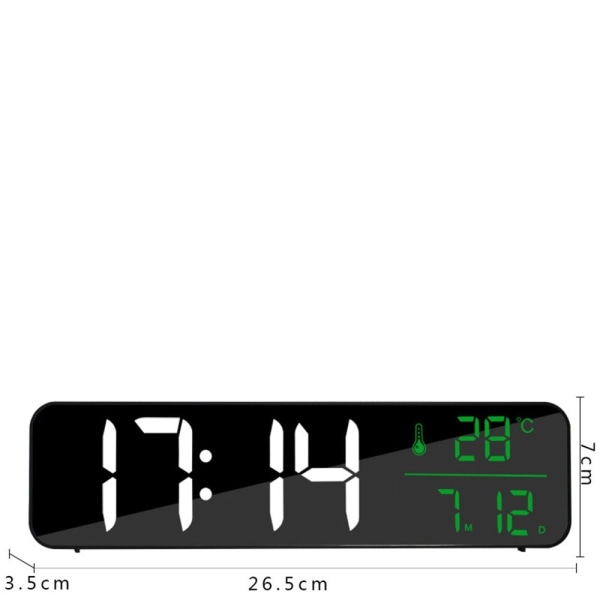 LED digitalt vækkeur spejl LED ure SORT Black