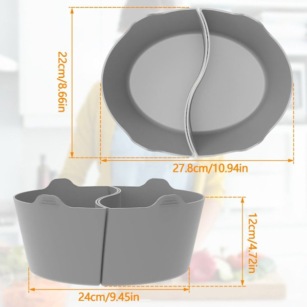 Grå Slow Cooker Liners Passar Crockpot 6-8 QT, återanvändbara Crock Pot Liners