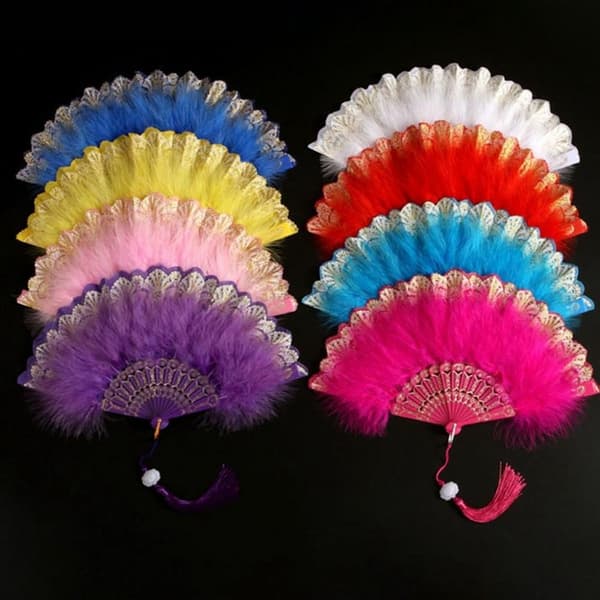 Feather Folde Fan Party Decor GUL yellow