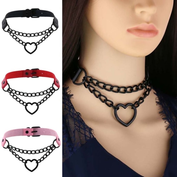 Gothic Chain Punk Halskæde SORT black