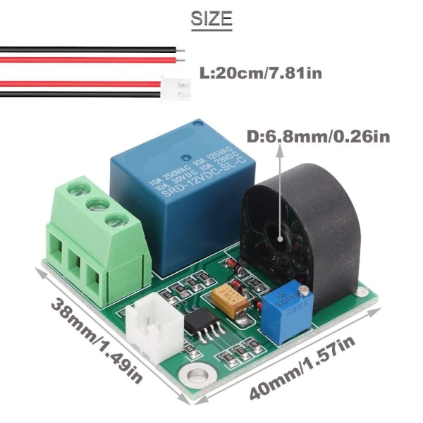 2stk Strømdeteksjonssensor AC Strømsensormodul relé