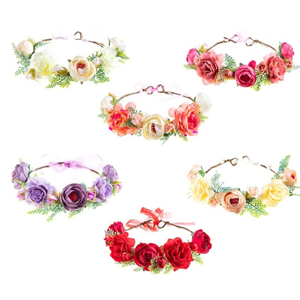 Flower Pannband Bohemian Flowers Wreath RÖD Red