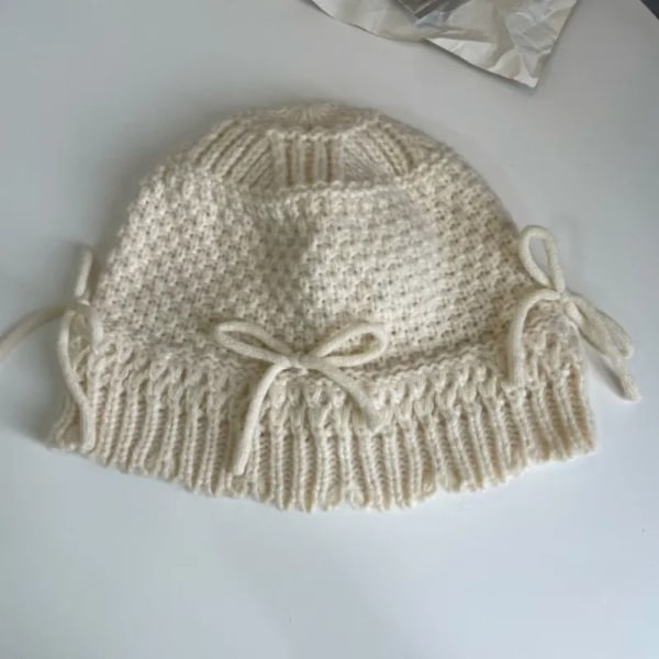 Strikkede Bucket Caps Damehuer HVID white