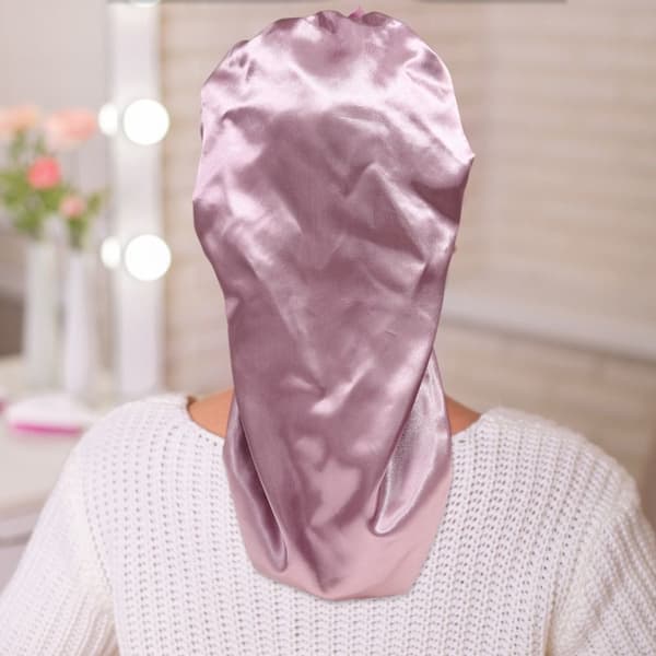 Satin Hårhætte Lang Hovedbeklædning SORT black