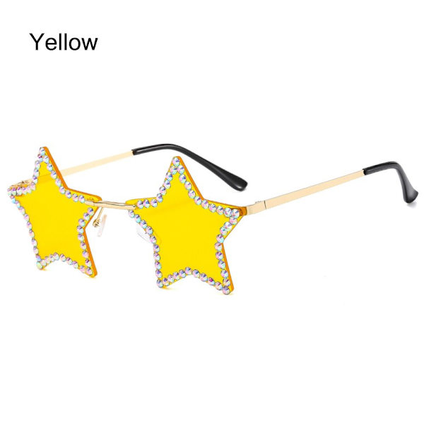 Stjärnformade solglasögon Rhinestone Pentagon solglasögon GUL Yellow