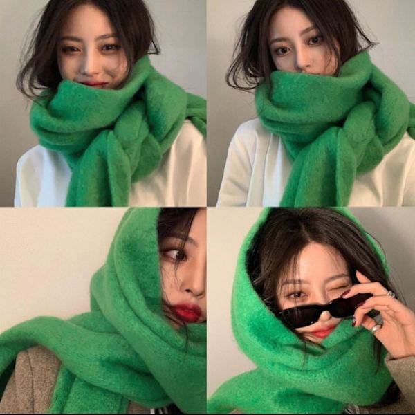Vinter Cashmere tørklæde Lang kvast tørklæder KHAKI Khaki