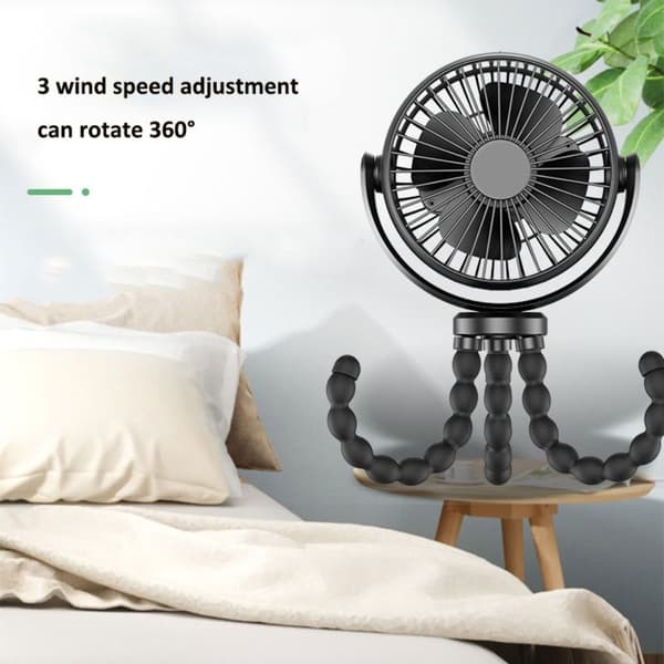 Blæksprutte Ventilator Klapvogn Ventilator SORT 5200MAH 5200MAH