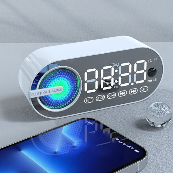Digital väckarklocka Bluetooth högtalare VIT white
