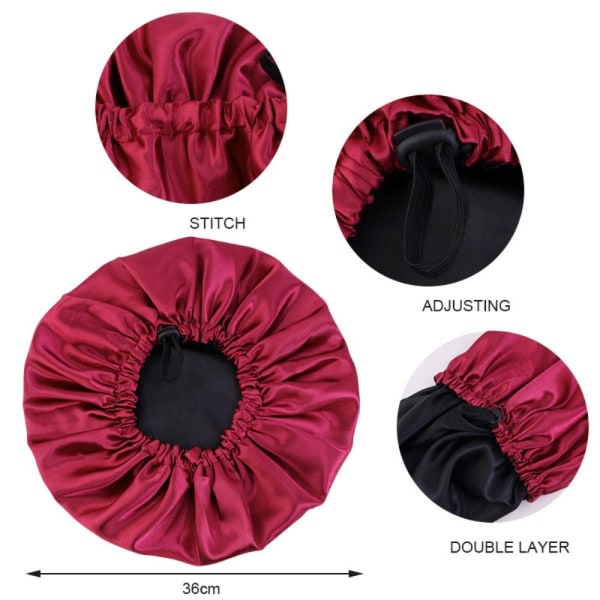 Satin Cap Rund Huvudbonad BURGUNDY Burgundy